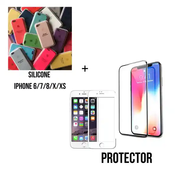 iPhoneFunda Para Celular Silicona Mas Protector De Colores