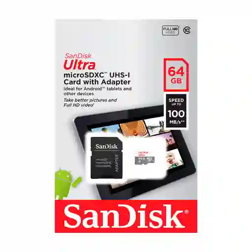 Sandisk Memoria Micro SD de 64 Gigabytes Ultra
