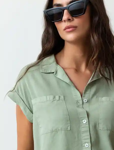 Camisa Rimir Mujer Verde Eucalipto Claro Talla S 013F347 Naf Naf