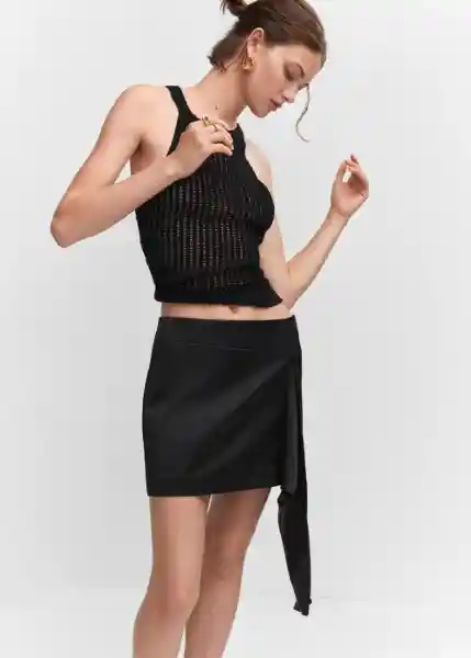 Falda Cris Negro Talla 40 Mujer Mango