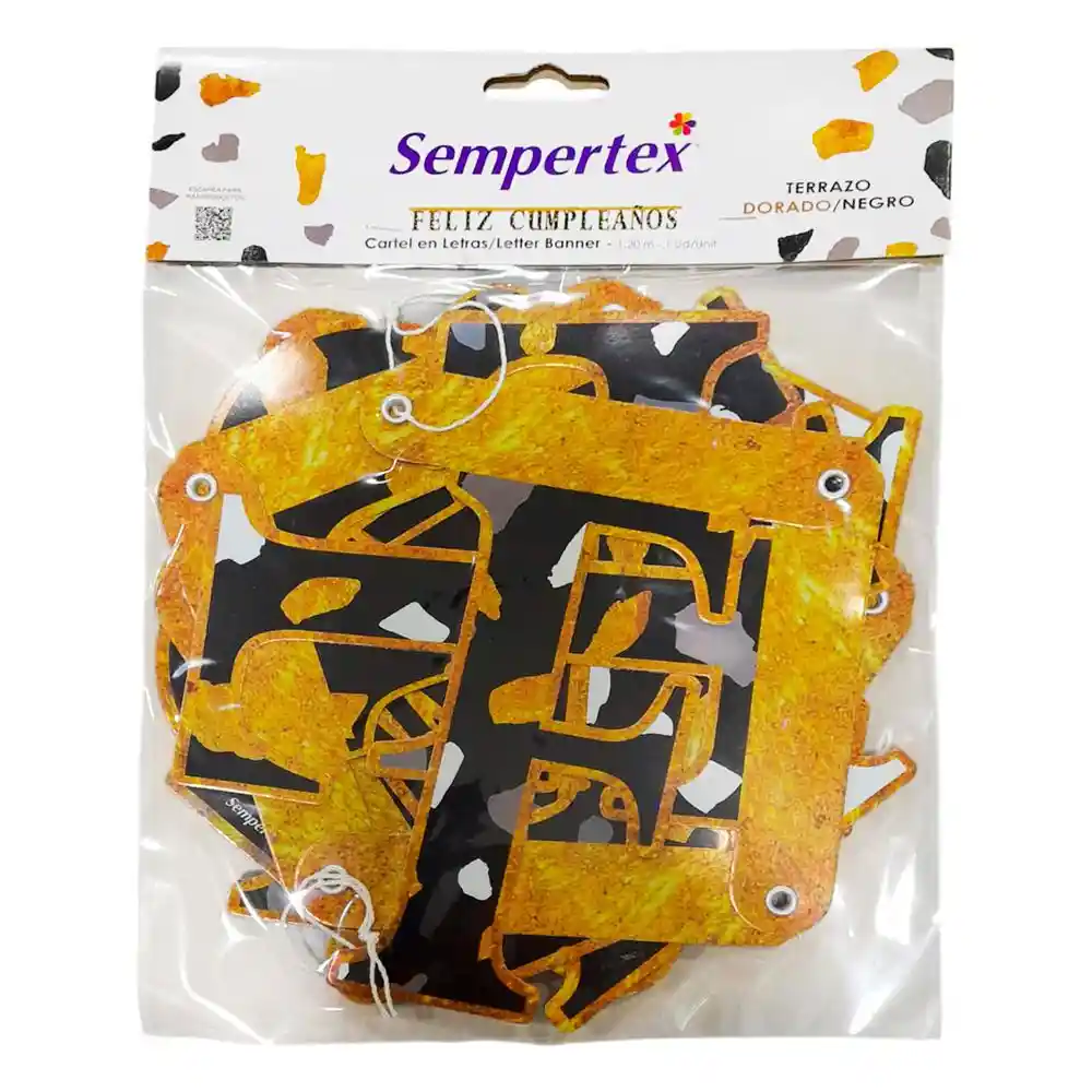 Cartel Letras Feliz Cumpleanos Dorado Sempertex 7703340401980