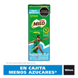 Leche achocolatada con malta MILO NUTRIFIT menos azucares* en cajita x 180ml