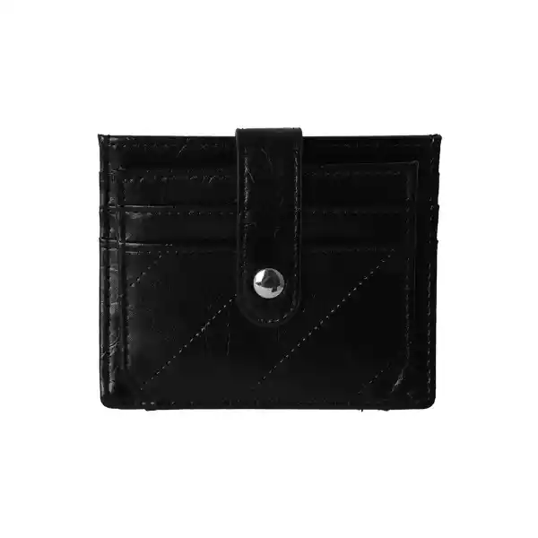 Tarjetero Con Líneas Bordadas Negro Serie Miniso