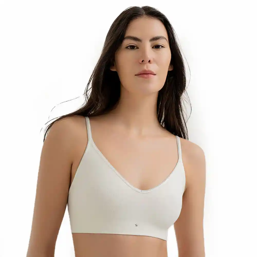 Top Escote en V en Semales Femenino Upss Too Punto Blanco Talla M
