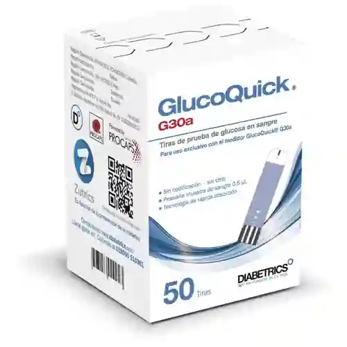 Glucoquick Tirilla de Prueba de Glucosa en Sangre G30a - D40