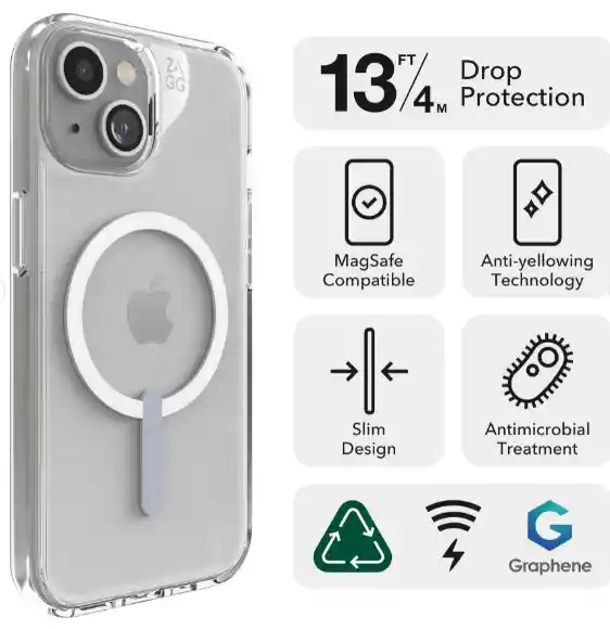 Zagg Case Crystal Palace Snap Magsafe Para Iphone 15/14/13