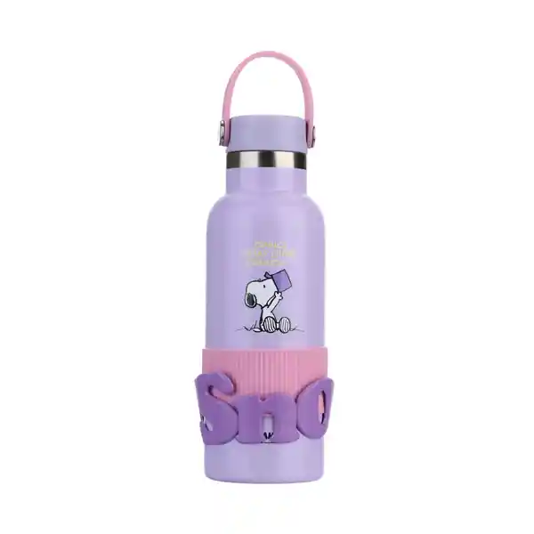 Termo de Con Asa y Funda Snoopy Colorful Morado 500 mL Miniso