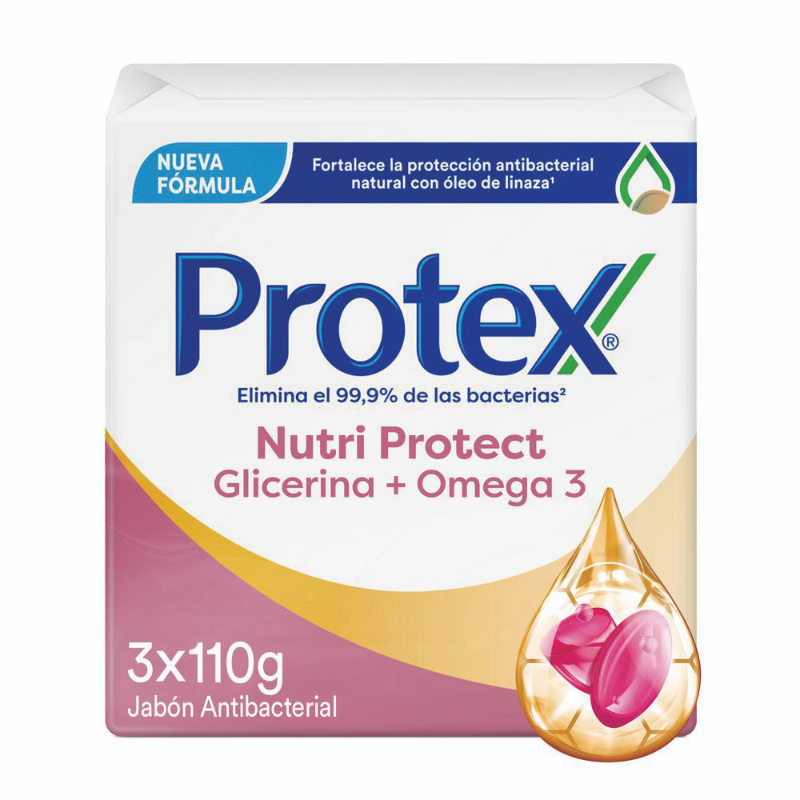 Jabón Antibacterial Protex Omega 3 110 g x 3