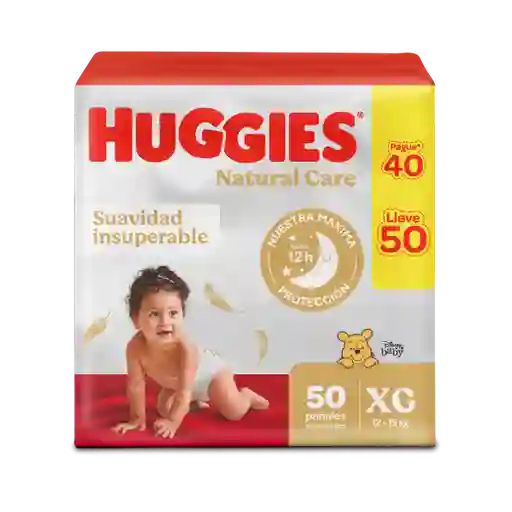 Pañales Huggies Natural Care Etapa 4/XG PROMO Pague 40 lleve 50 Unidades