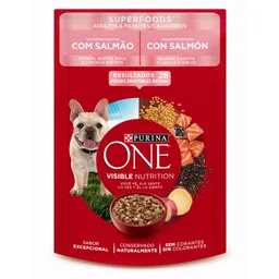Comida húmeda para perros cachorros y adultos sabor a salmón Purina One x 85gr