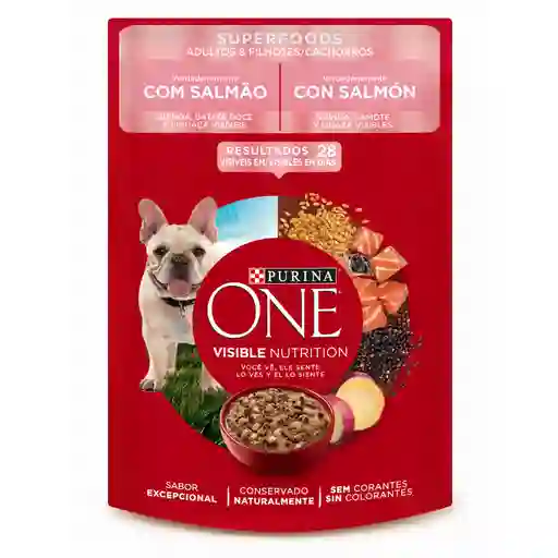 Comida húmeda para perros cachorros y adultos sabor a salmón Purina One x 85gr