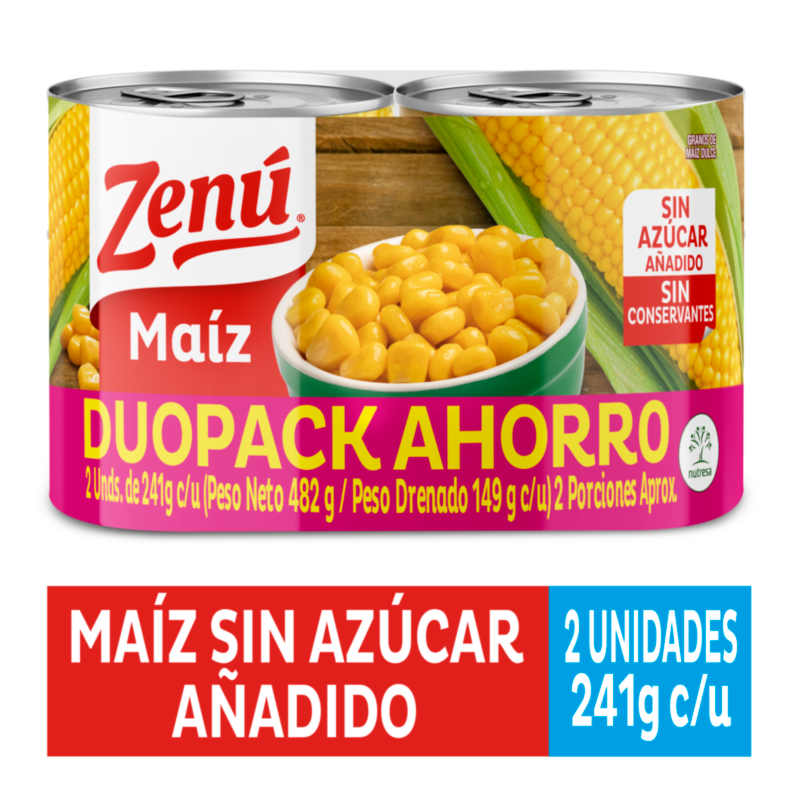 Zenú Maíz Dulce Sin Azúcar Añadido 2 x 241 g