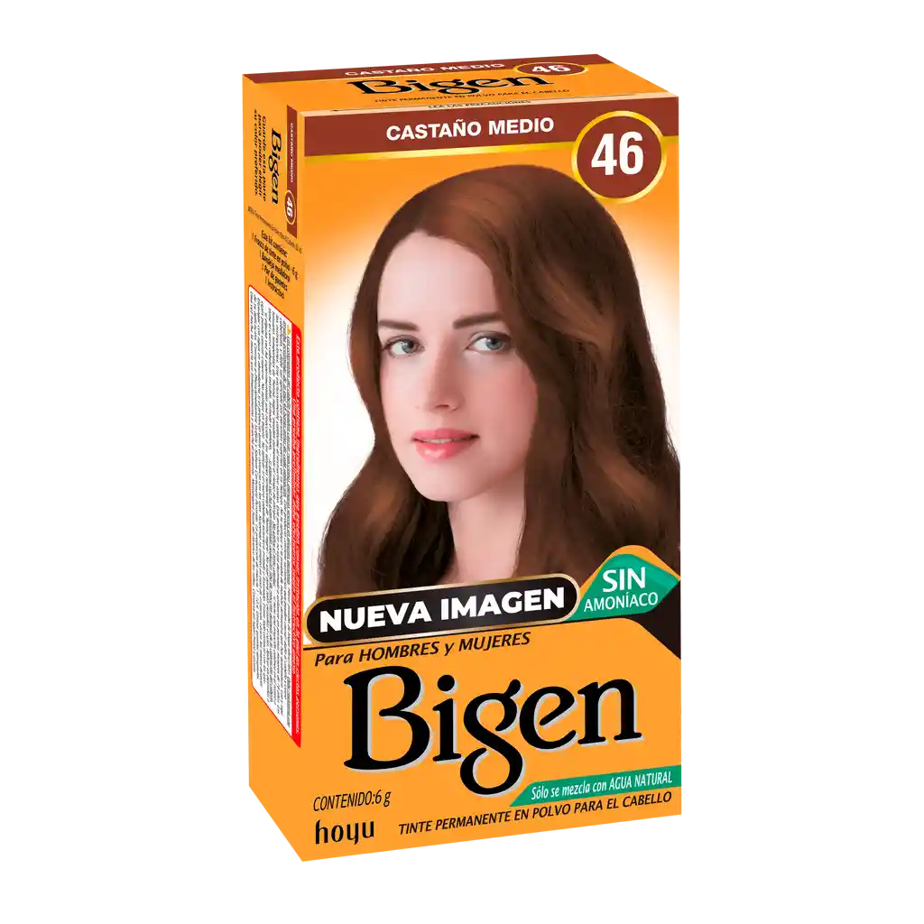 Bigen Tinte Capilar Permanente en Polvo Tono  Castaño Medio 46
