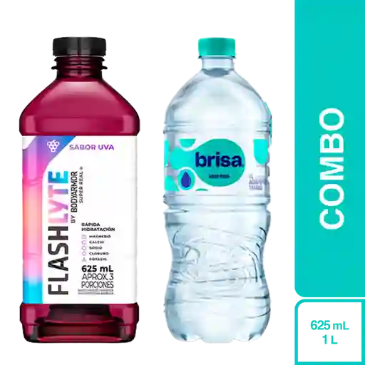 Combo Agua Brisa 1L + Flashlyte Uva 625 mL