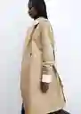 Chaqueta Trench Polana Camel Talla M Mujer Mango