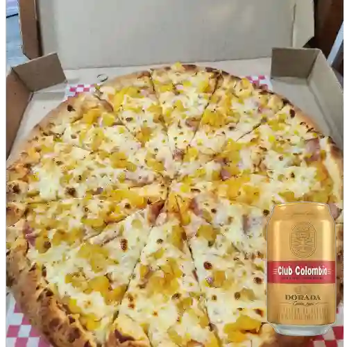 Combo Pizza Hawaiana + Club Colombia Rubia 330ml