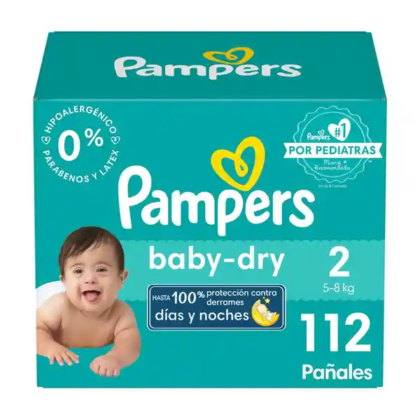 Pañales Pampers Baby-Dry Talla 2 112 Und