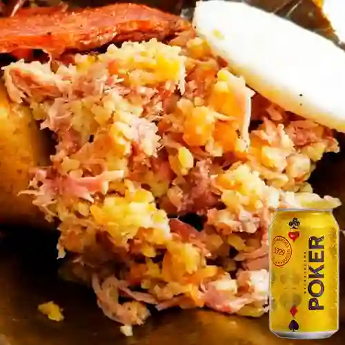 Combo Tamal de Lechona + Cerveza Poker Lta 330ml