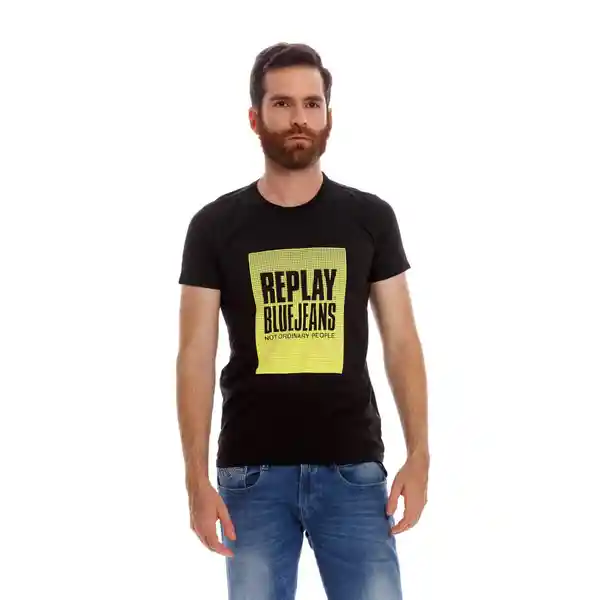 Replay Camiseta Garment Dyed Single Negro Talla XL