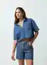 Camisa Tulia Mujer Azul Indigo Medio Talla S 412G305 Naf Naf