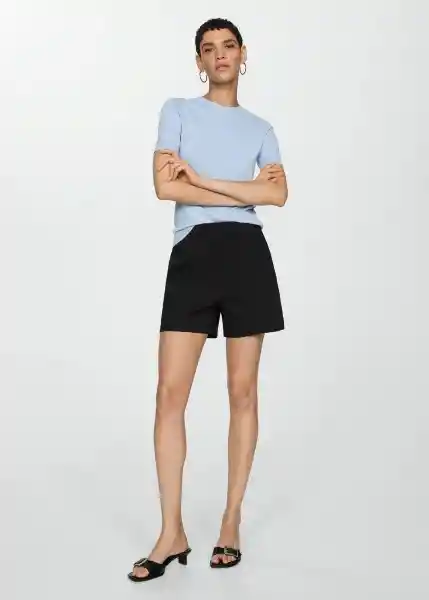 Short Malu5-h Negro Talla 38 Mujer Mango