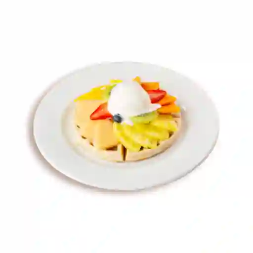 Waffle con Frutas y Helado