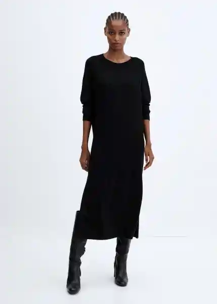 Vestido Vieira Negro Talla L Mujer Mango