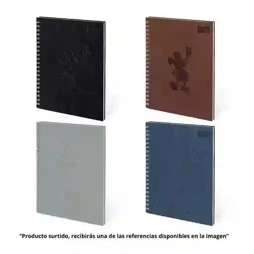 Scribe Cuaderno Mickey Cuero Rayado Argollado Tapa Dura 80 Hojas
