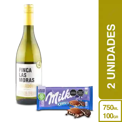 Combo Finca Las Moras Vino Blanco Chardonnay + Milka