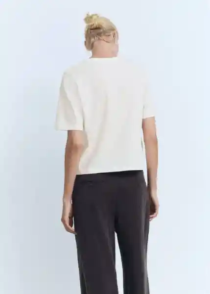 Camiseta Mercato-W Off White Talla L Mujer Mango