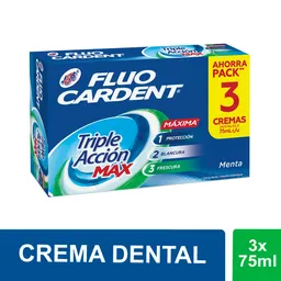 Crema Dental Fluocardent Frescura Max x 3 x 75 ml