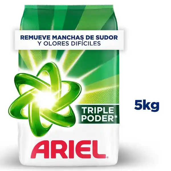 Detergente en Polvo Ariel Triple Poder De 5kg Jabon Para Ropa