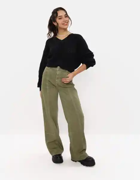 Pantalón Tejido Ligero Mujer Verde Talla 0 American Eagle