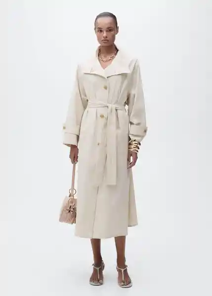 Abrigo Trench Biscuit Piedra Talla M Mujer Mango