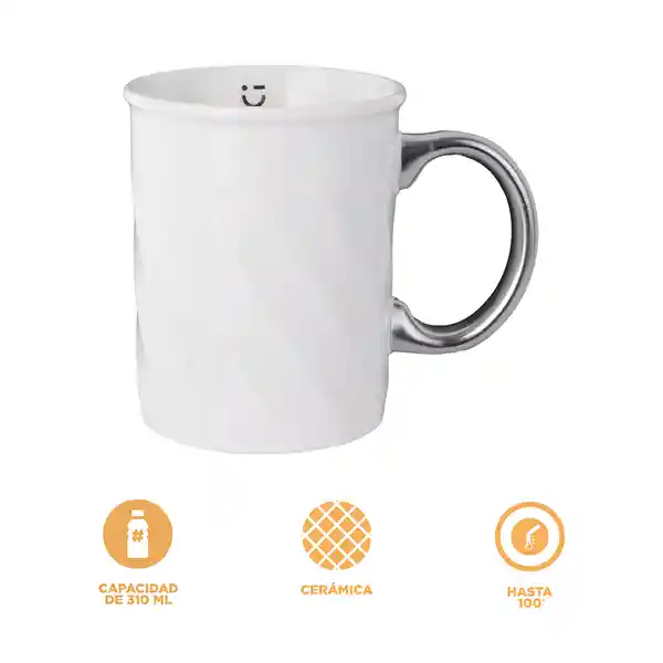 Taza de Cerámica Serie Silver Grey Blanco Miniso