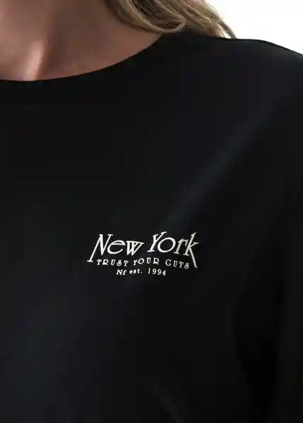 Camiseta Mujer Negro Puro Ultraoscuro Talla S 403G041 Naf Naf