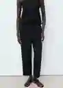 Pantalón Linen Negro Talla XS Mujer Mango