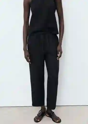 Pantalón Linen Negro Talla XS Mujer Mango