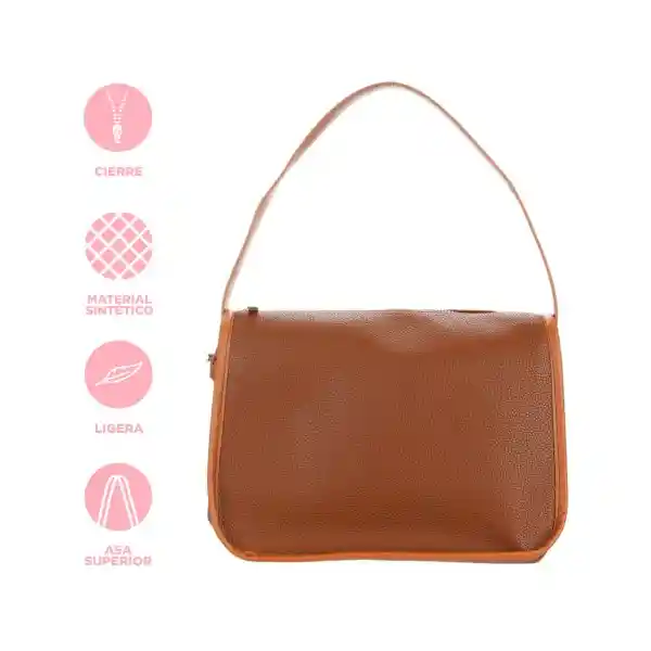 Bolso Crossbody Clasico Tipo Piel Texturizado Café Miniso