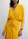 Vestido Claudia-A Mostaza Talla XL Mujer Mango