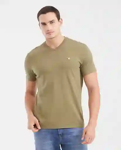Camiseta V Neck Masculino Verde Cerro Oscuro Talla M Chevignon