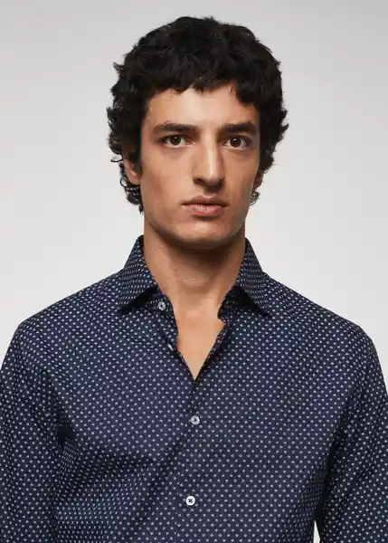 Camisa Aizon Navy Talla S Hombre Mango