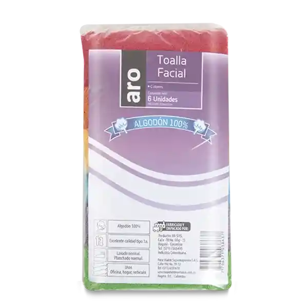 Aro Toalla Facial Colores Surtidos 30-30 cm