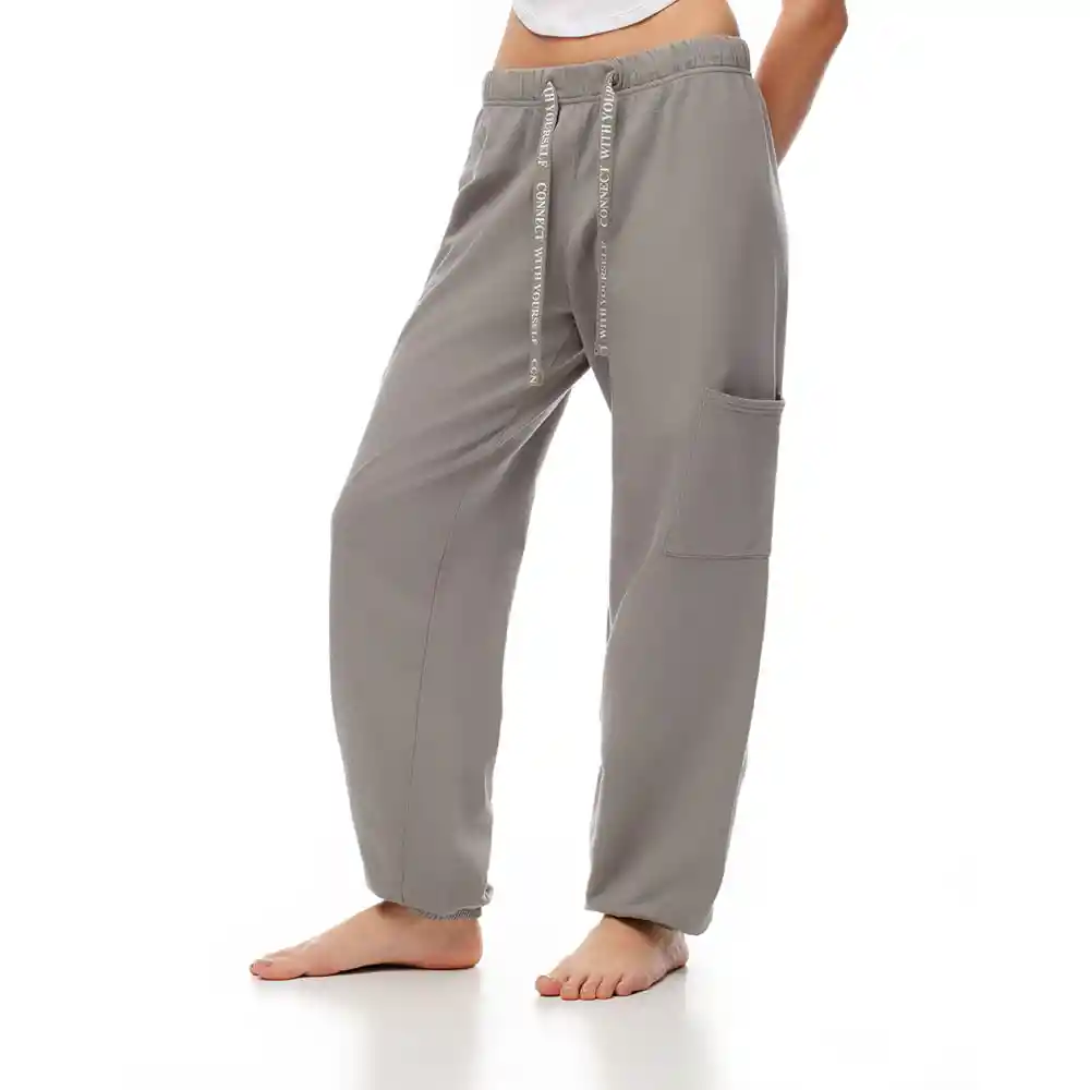 Pantalón Tipo Jogger Tiro Medio en Algodón Femenino Leru Gef