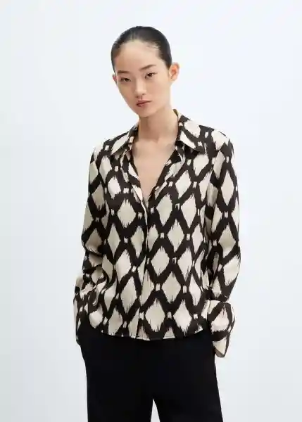 Camisa Rombus Crudo Talla S Mujer Mango