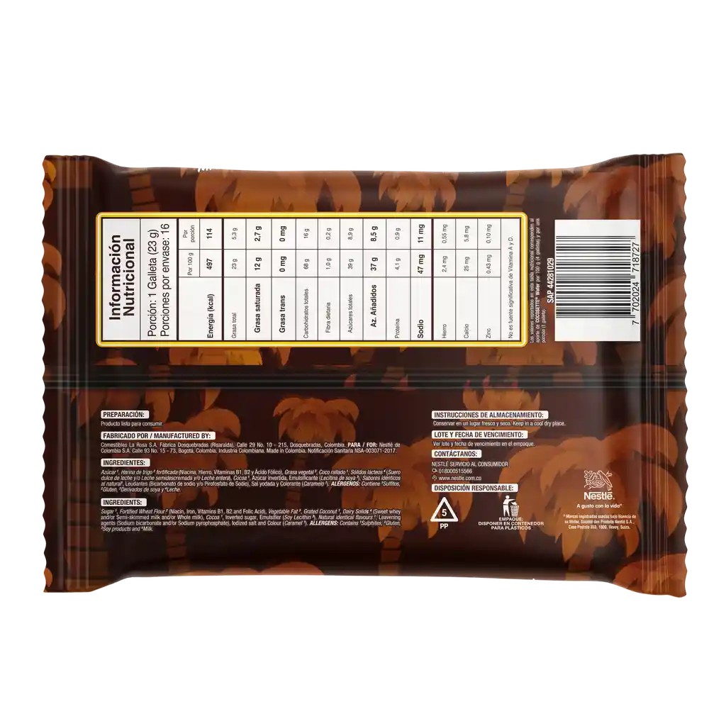 Galletas COCOSETTE Wafer con crema de coco pague 7 lleve 8 x 368g