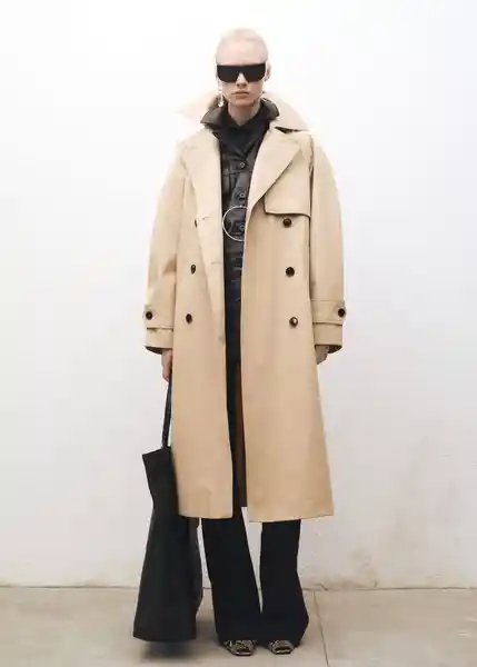Abrigo Trench Londi Beige Talla XS Mujer Mango