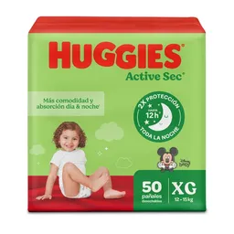Pañales Huggies Active Sec Etapa 4/XG Más Comodidad 50 Und