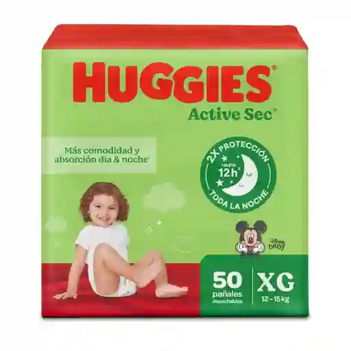 Pañales Huggies Active Sec Etapa 4/XG Más Comodidad 50 Und