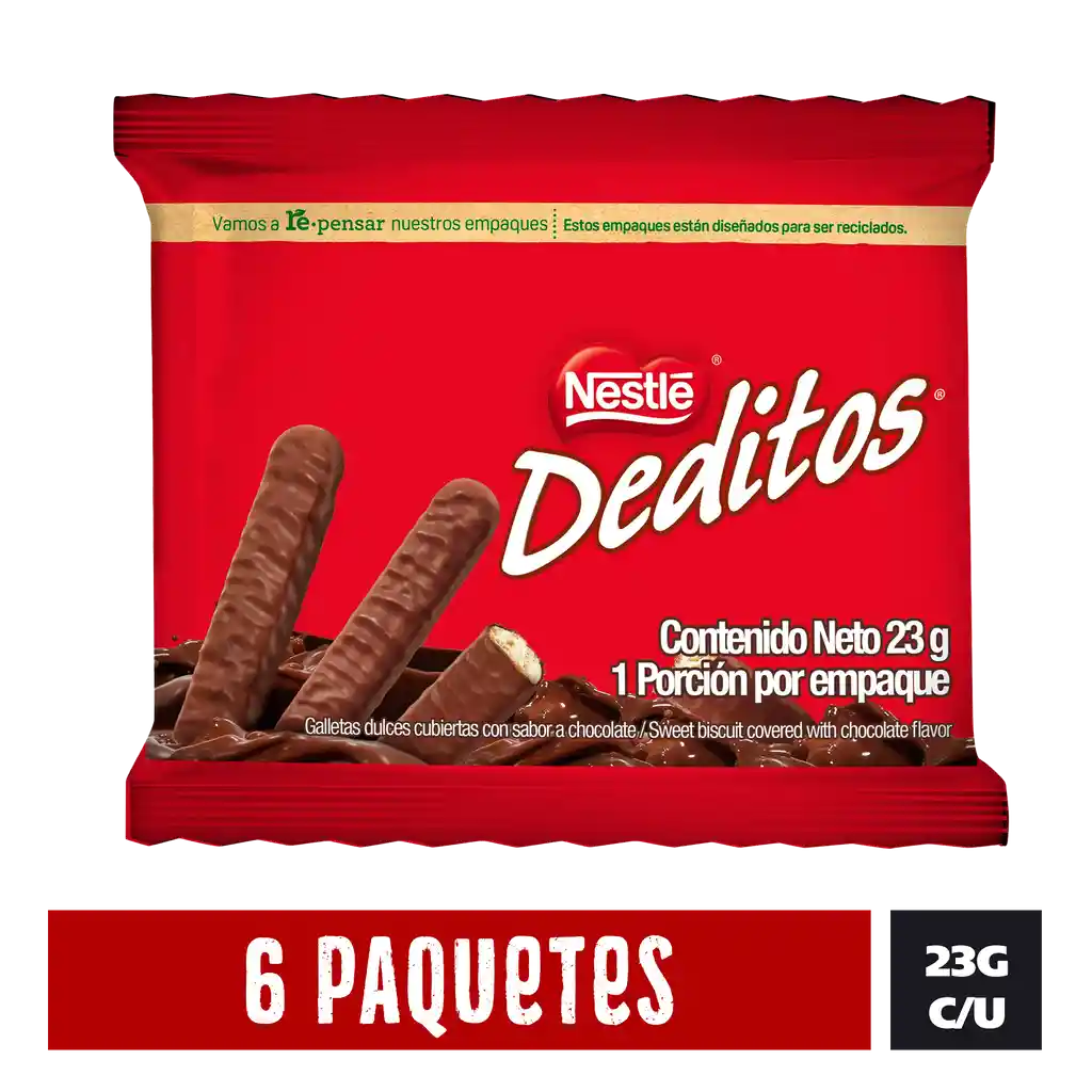 Galletas DEDITOS cubiertas con sabor a chocolate x 23g